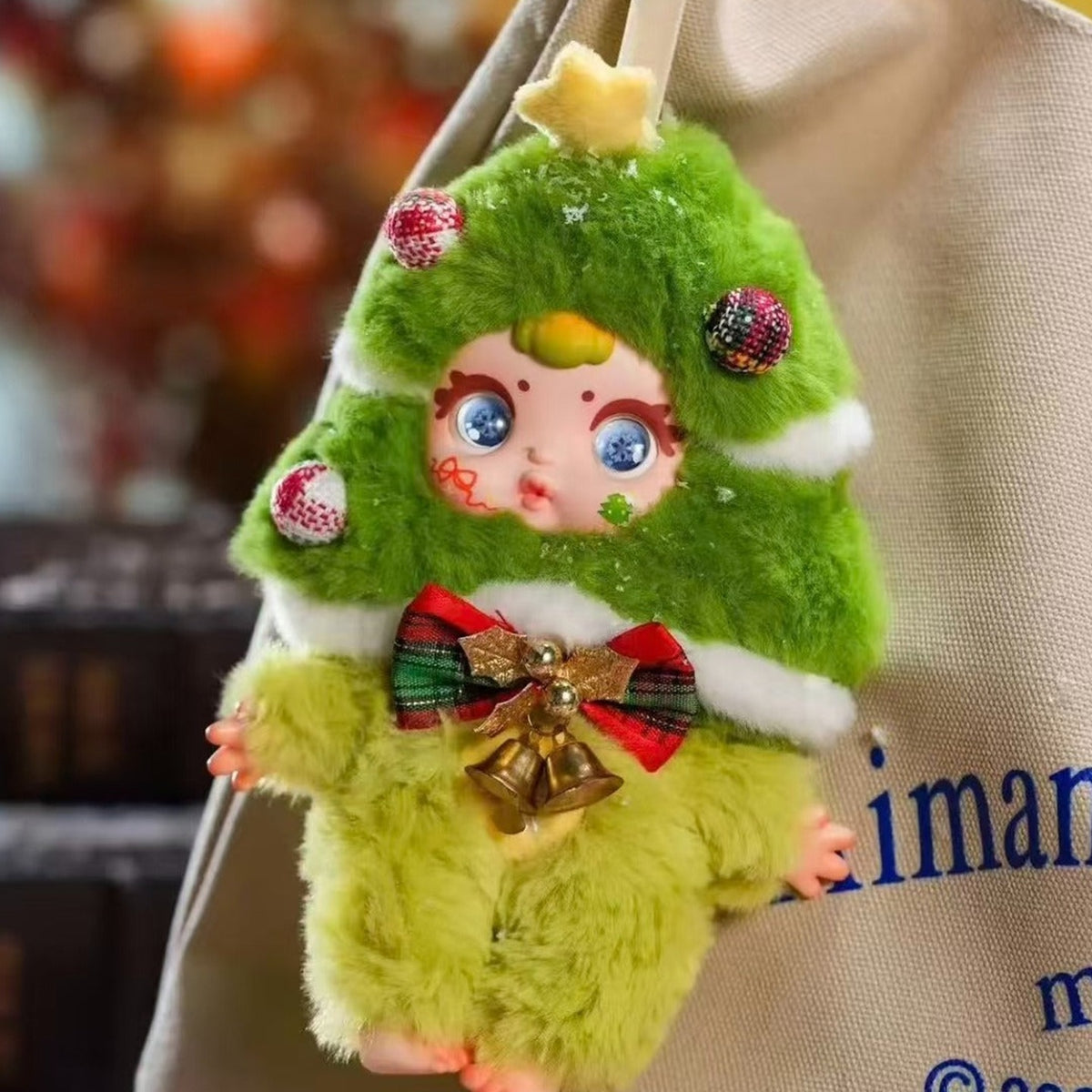 MM Suger Baby Christmas Series Plush Pendant Blind Box - Christmas tree plush pendant detail with lower feet at image edge; display props not included; random design not guaranteed