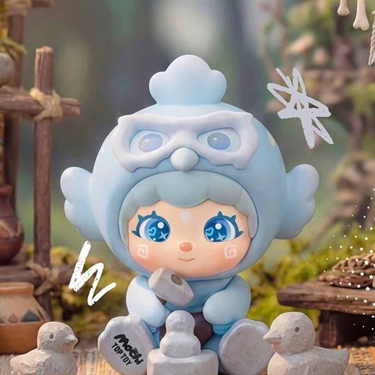 Mochi Coo Coo Guardians Series Vinyl Figure Blind Box - Blue design example; random design not guaranteed