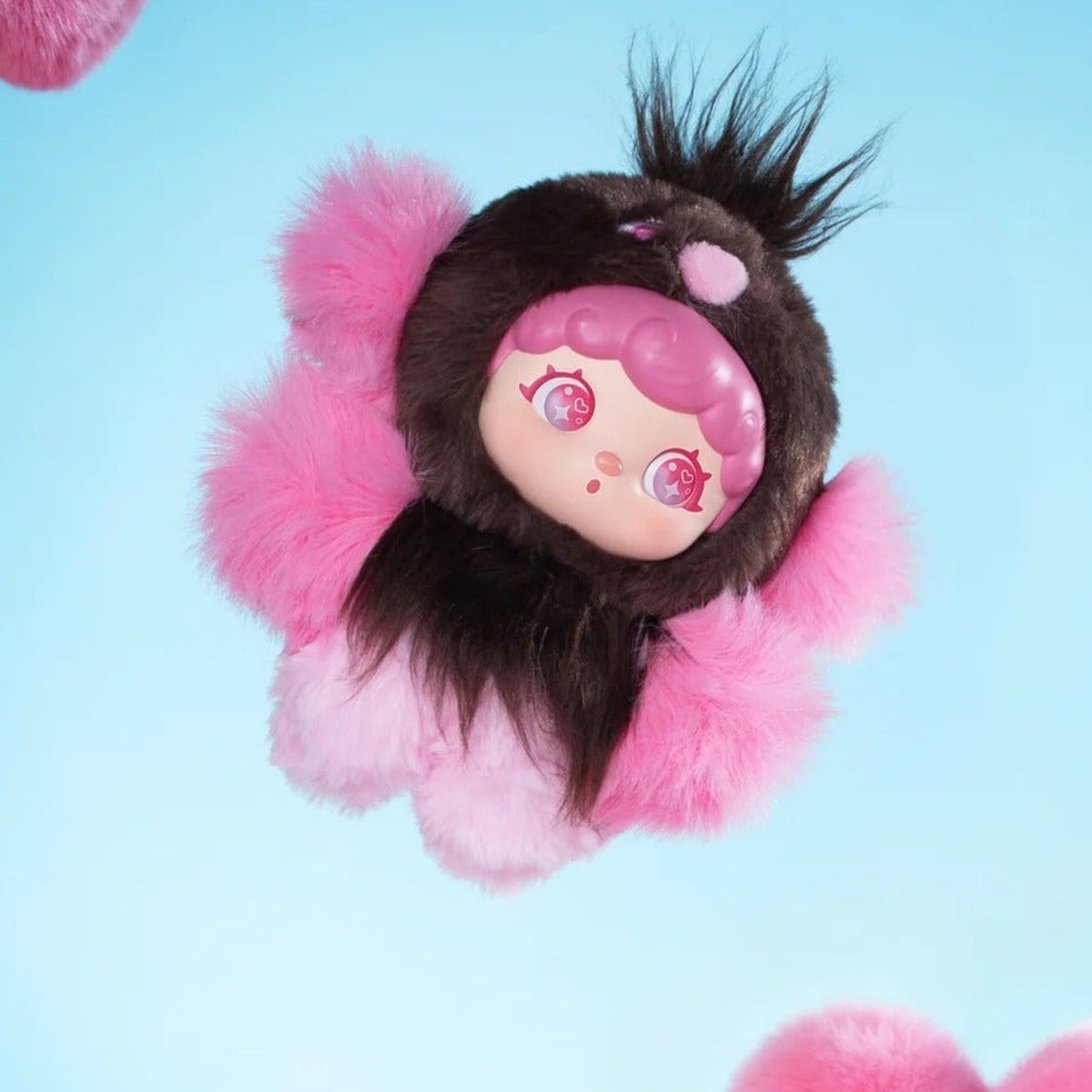 Mochi Little Monster Series Plush Pendant Blind Box - Complete black and pink plush pendant body with crest; display props not included; random design not guaranteed