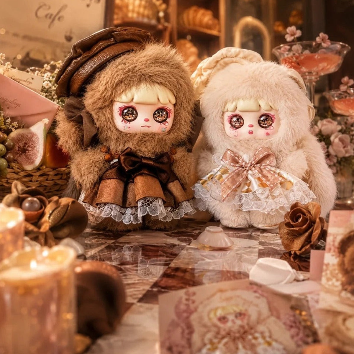 Mocici Confession Series Plush Pendant Blind Box - Two complete brown and cream plush pendant examples; display props not included; random design not guaranteed