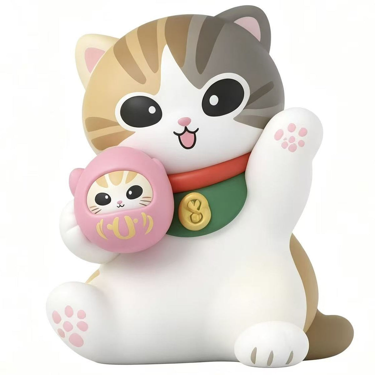 Mofusand Fortune Cat Series Mini Figure Blind Box - Complete multicolor fortune cat mini figure example with pink charm; random design not guaranteed