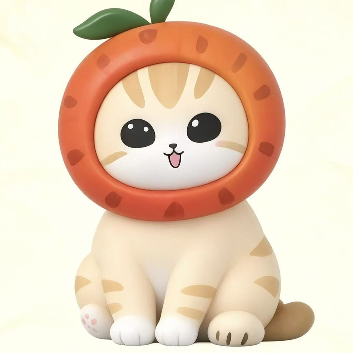 Mofusand Fortune Cat Series Mini Figure Blind Box - Orange fruit-costume mini cat figure detail with upper stem cropped; random design not guaranteed