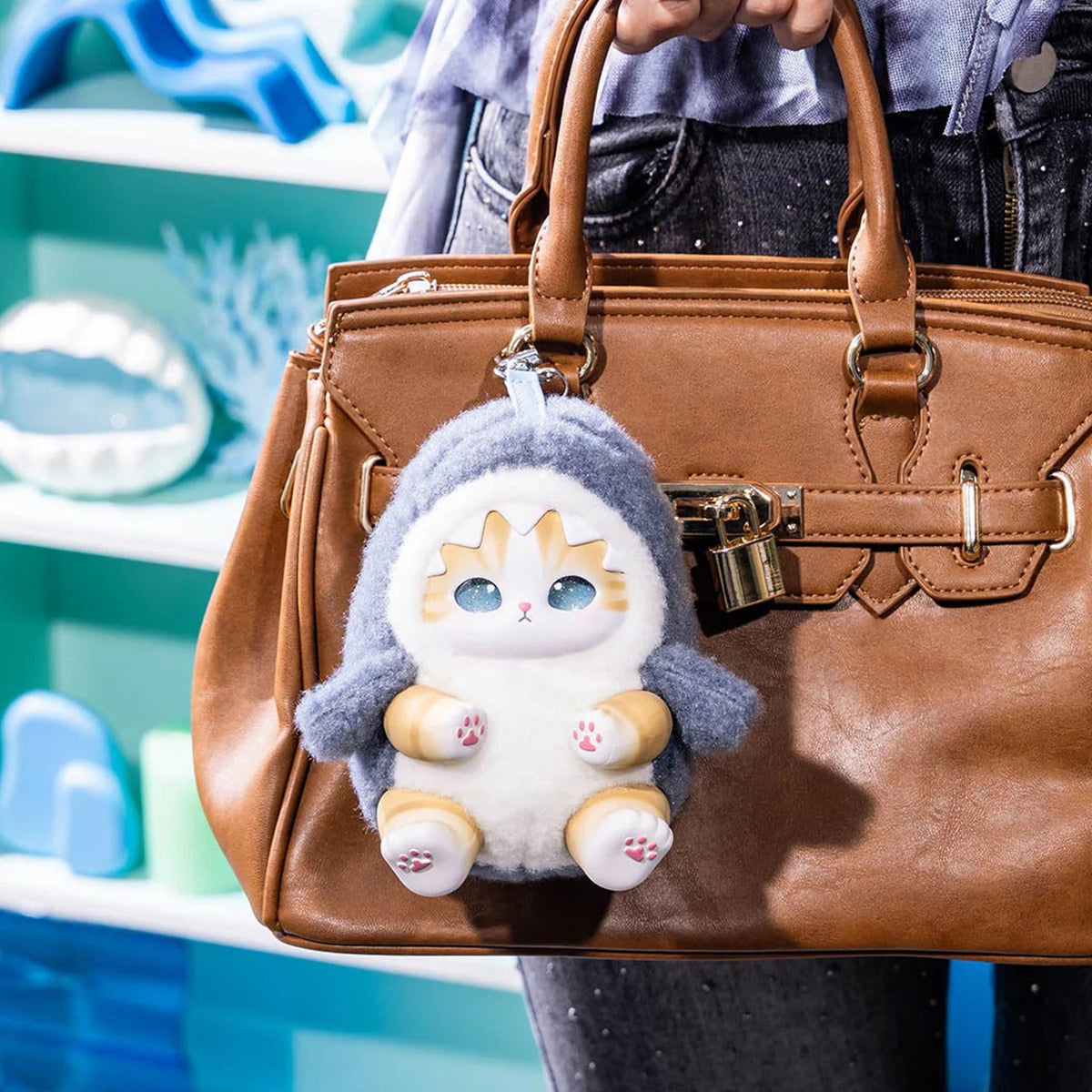 Mofusand Kiramekko Fluffy Kittens Series Plush Blind Box - Shark costume pendant on a bag; bag not included; quantity follows selected option