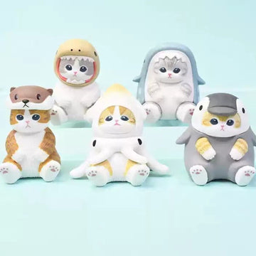 Mofusand Marine Life Sitting Figure Blind Box - Series comparison with complete central sitting figure examples; outer edge cropped; random design not guaranteed