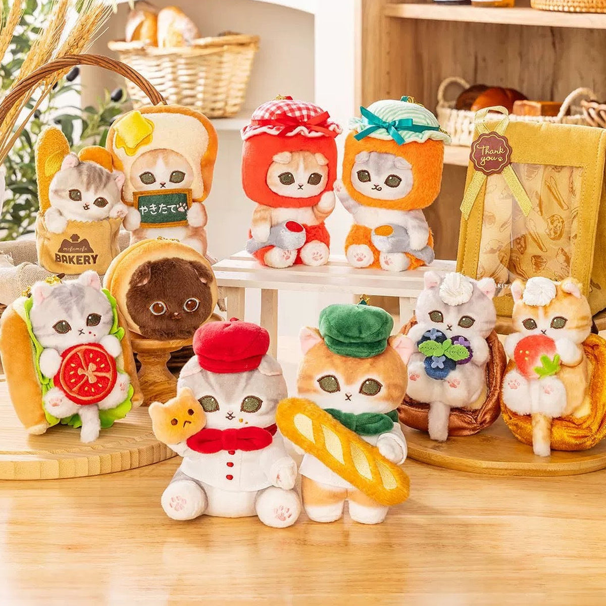 Mofusand Mofumofu Bakery Cat Baking Series Plush Pendant - Ten bakery pendant designs; selected design controls delivery; quantity follows selected option