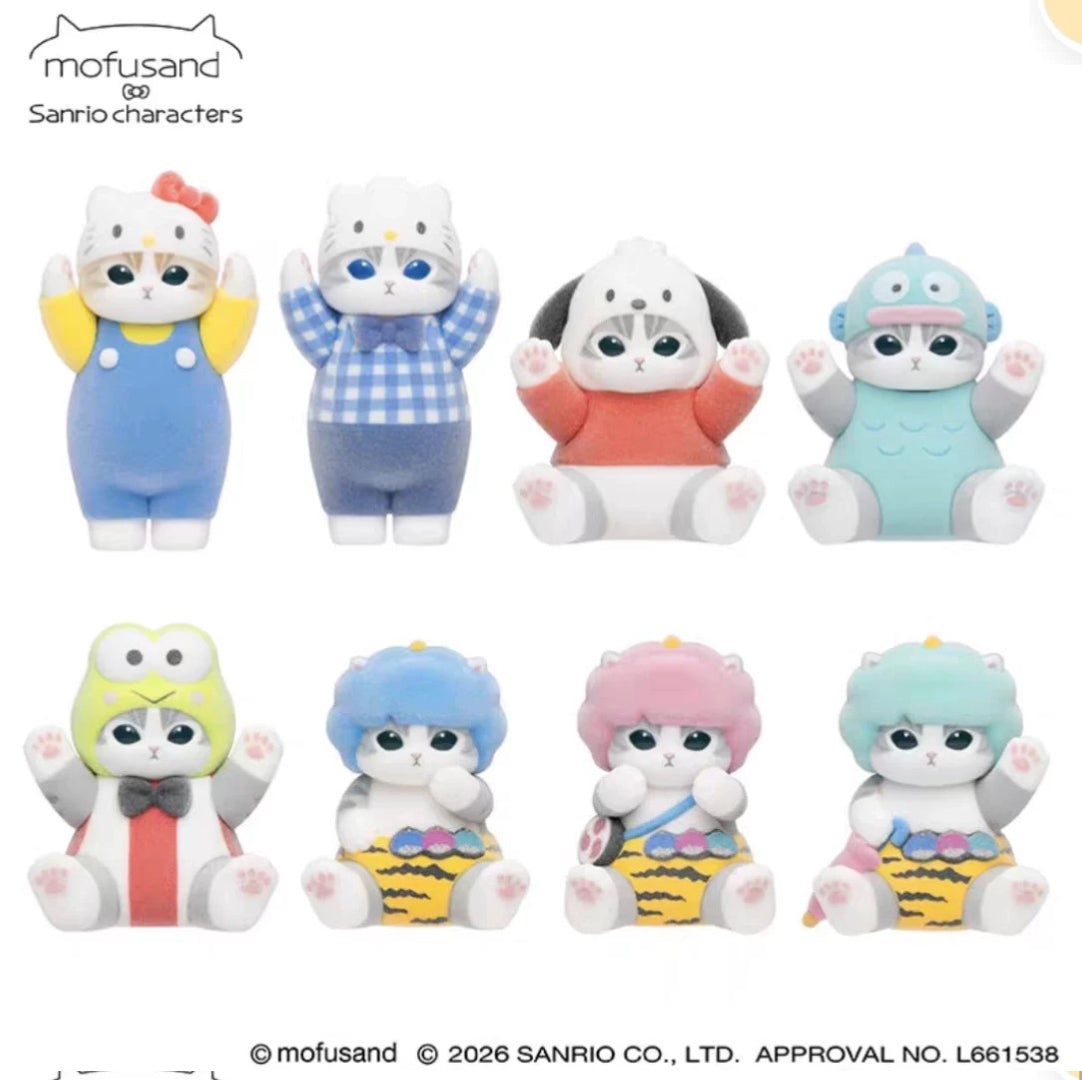 mofusand x Sanrio flocked figures - volume 1 random single reference; group shown for reference | KikiBuddies