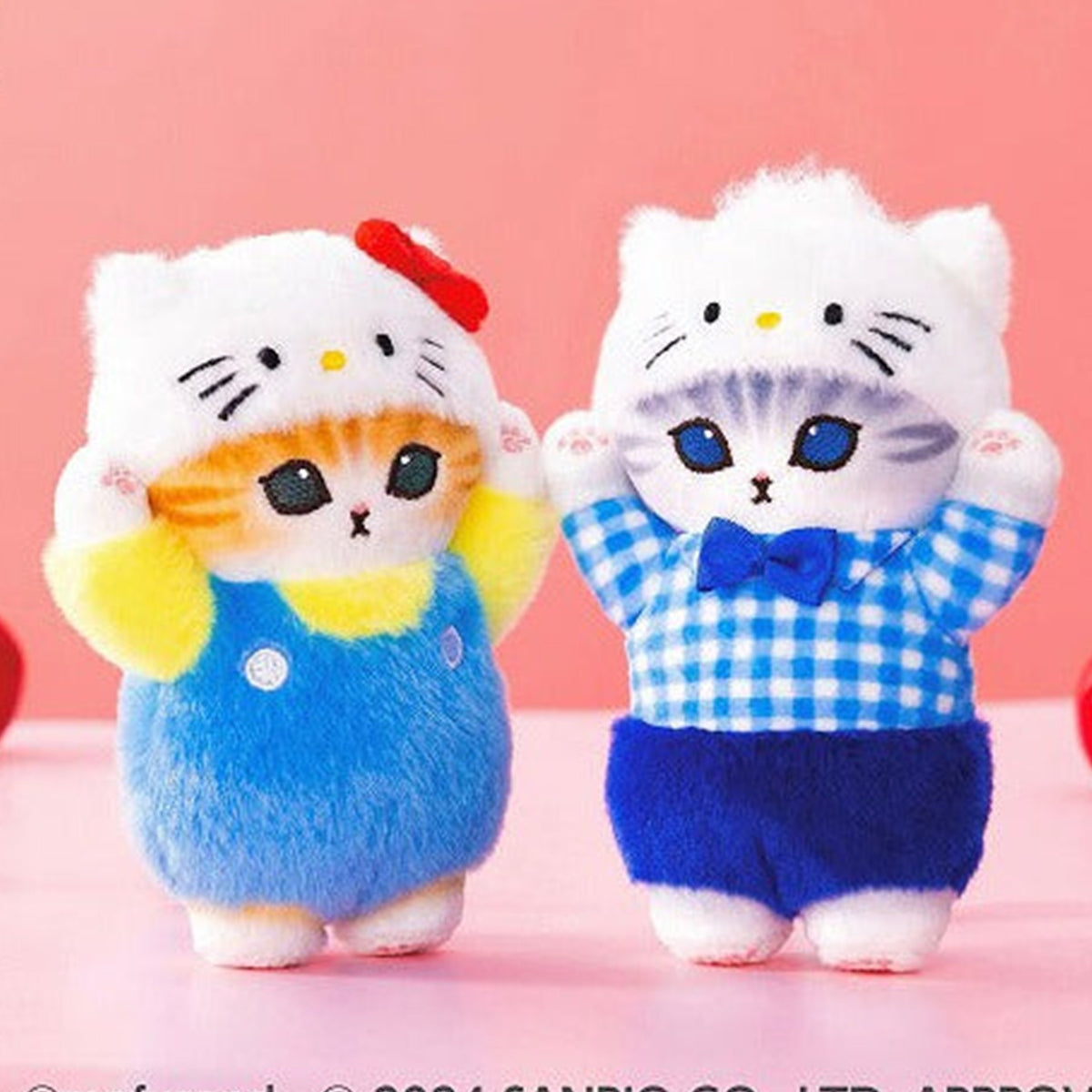 Hello Kitty and Dear Daniel Mofusand plush pendants displayed together; each sold separately
