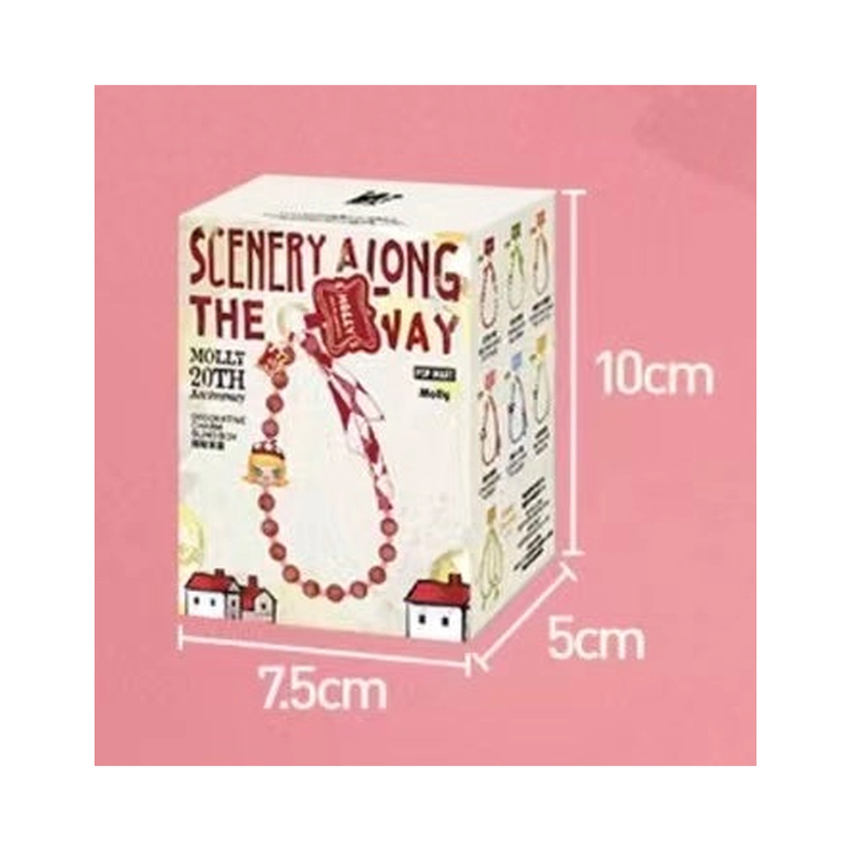 MOLLY Scenery Along the Way 20th Anniversary phone charm, single blind box packaging with printed dimensions; random design
