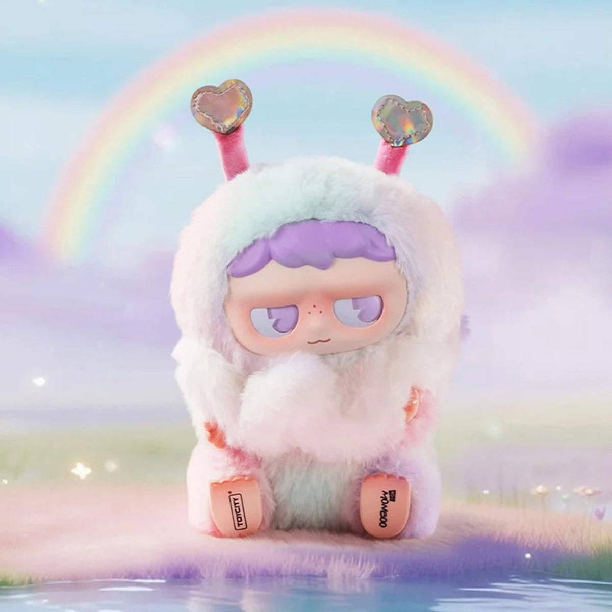 MONBOO Emotional Weather Station Series Plush Pendant Blind Box - Complete pastel rainbow plush pendant example; random design not guaranteed