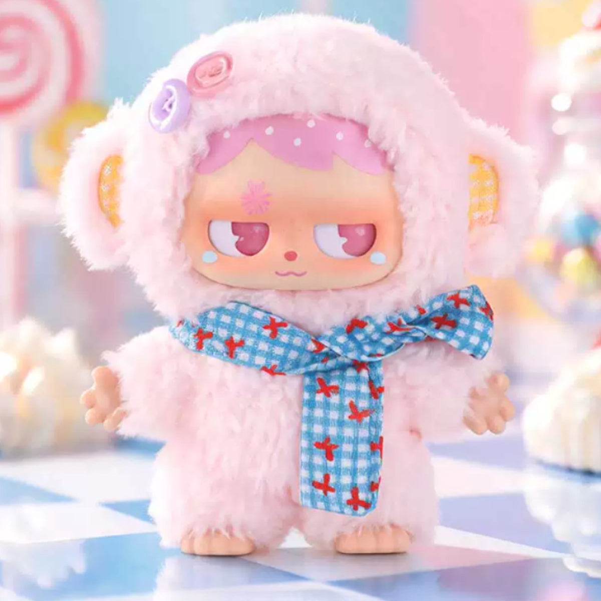 MONBOO Mini Candy House Series Plush Pendant Blind Box - Complete pink plush pendant body; display props not included; random design not guaranteed