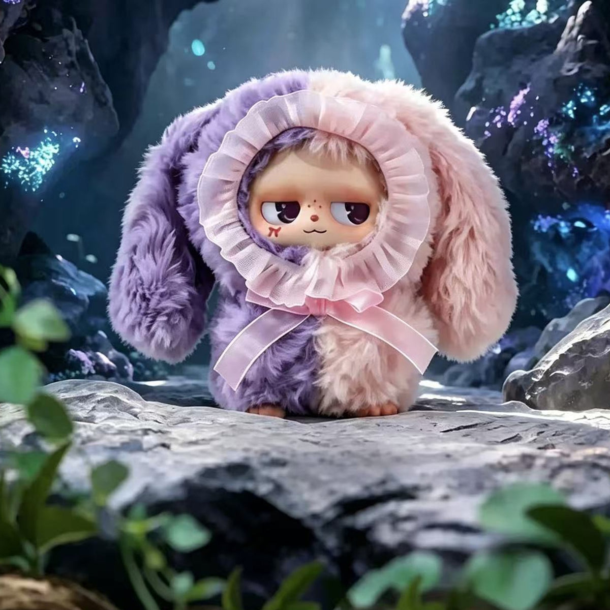 MONBOO Unknown Creature Series Plush Doll Blind Box - Complete purple and pink MONBOO plush doll example; random design not guaranteed