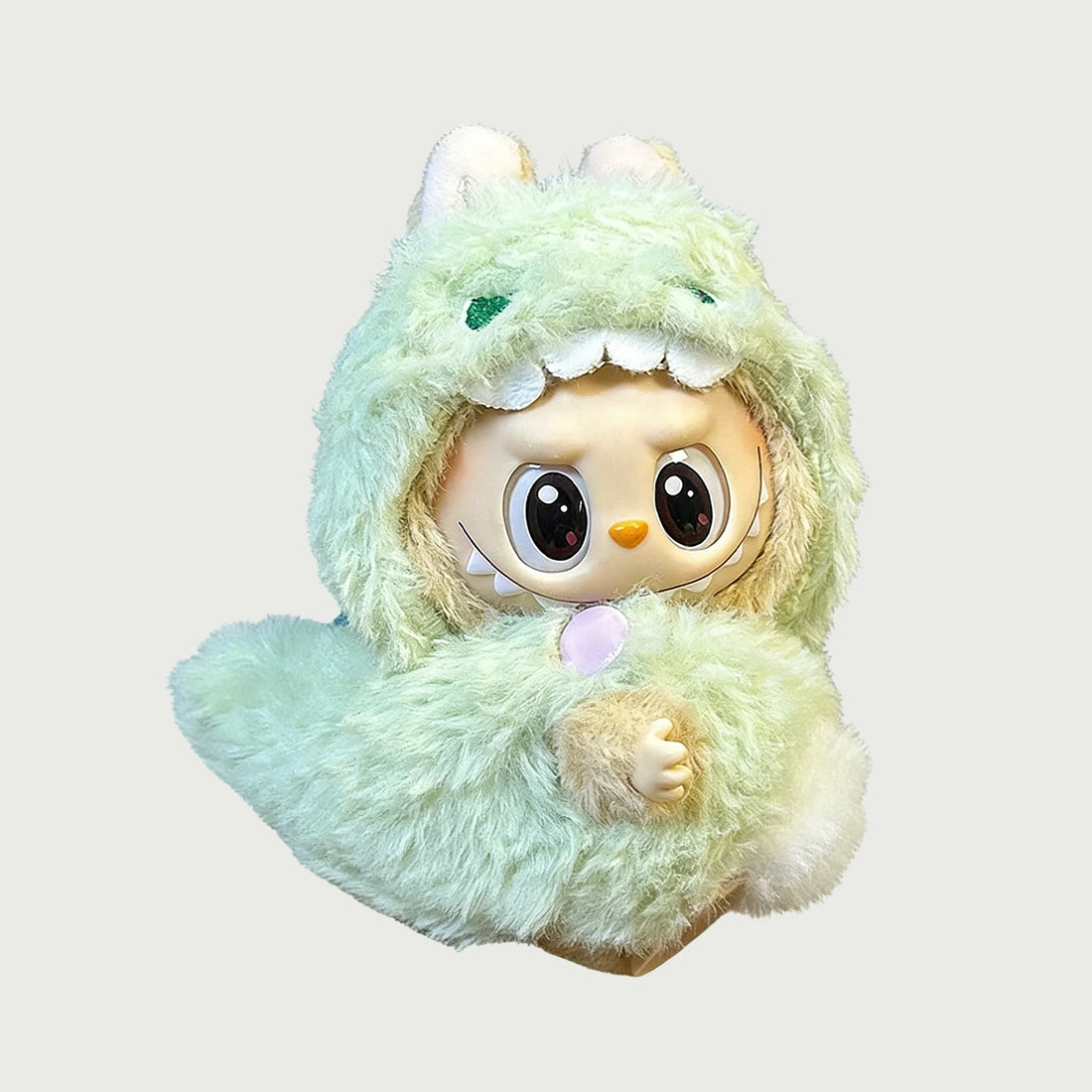 Monster Green Outfit Set For Labubu - Plush Hooded Hat & Puffy Cotton Suit - main product card | KikiBuddies