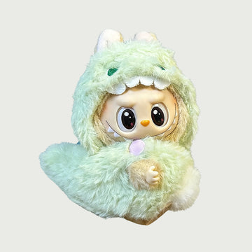 Monster Green Outfit Set For Labubu - Plush Hooded Hat & Puffy Cotton Suit - main product card | KikiBuddies