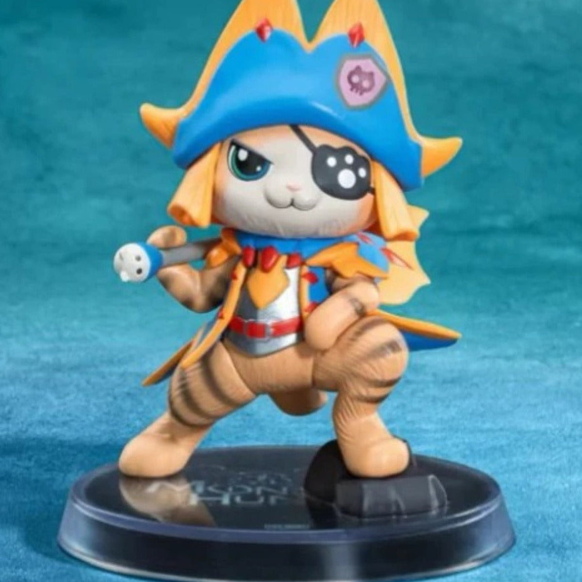 Monster Hunter Palico figure blind-box series: Palico in a blue and orange pirate-style costume; possible random design