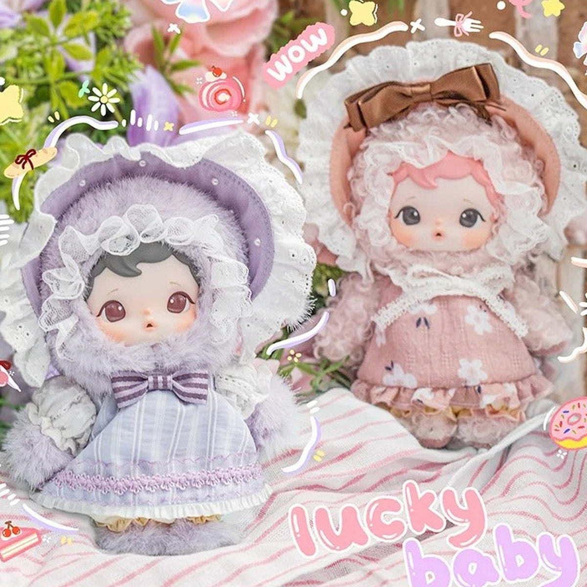 Moonie Pastoral Songs Series  Plush Blind Box - Purple and pink design overview; random design not guaranteed