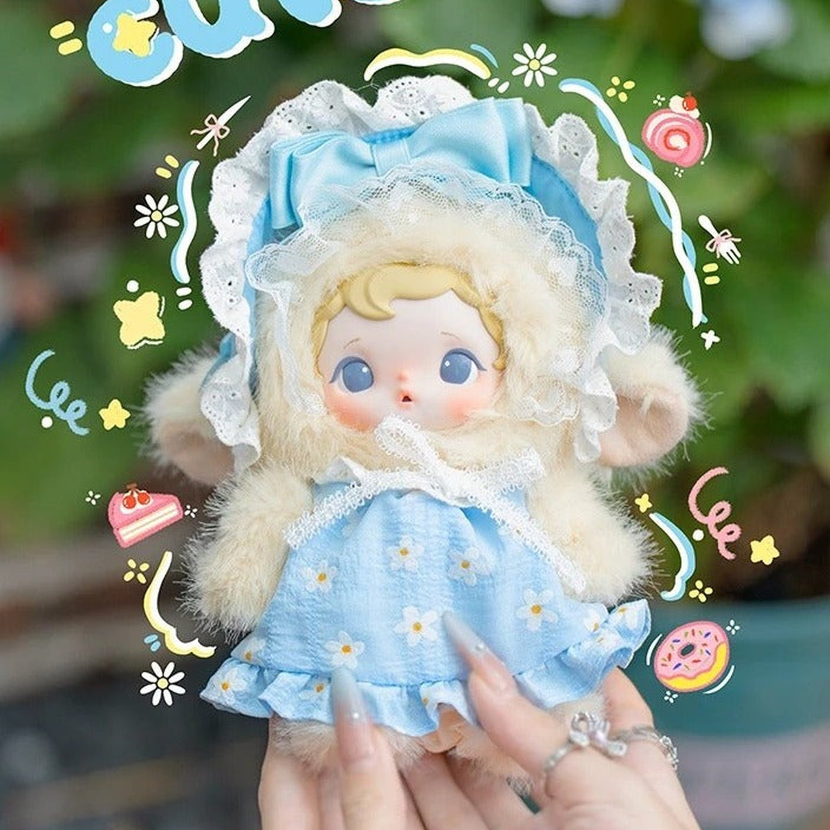 Moonie Pastoral Songs Series  Plush Blind Box - Blue outfit design detail; random design not guaranteed