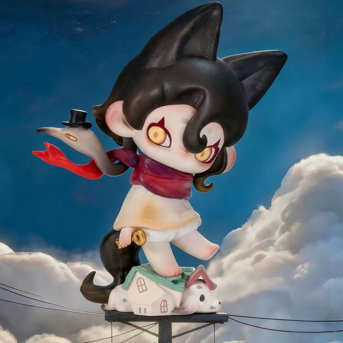 Moonin Fading Childhood Series Figure Blind Box - Complete Moonin figure example with black hair and scarf; random design not guaranteed