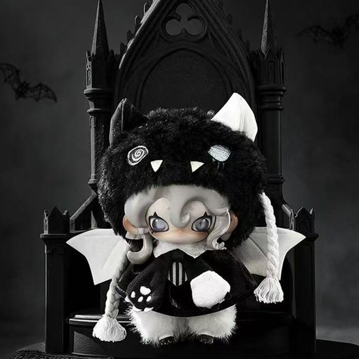 Moonin The Shrouded Night Series Plush Pendant Blind Box - Complete black plush pendant example; display props not included; random design not guaranteed