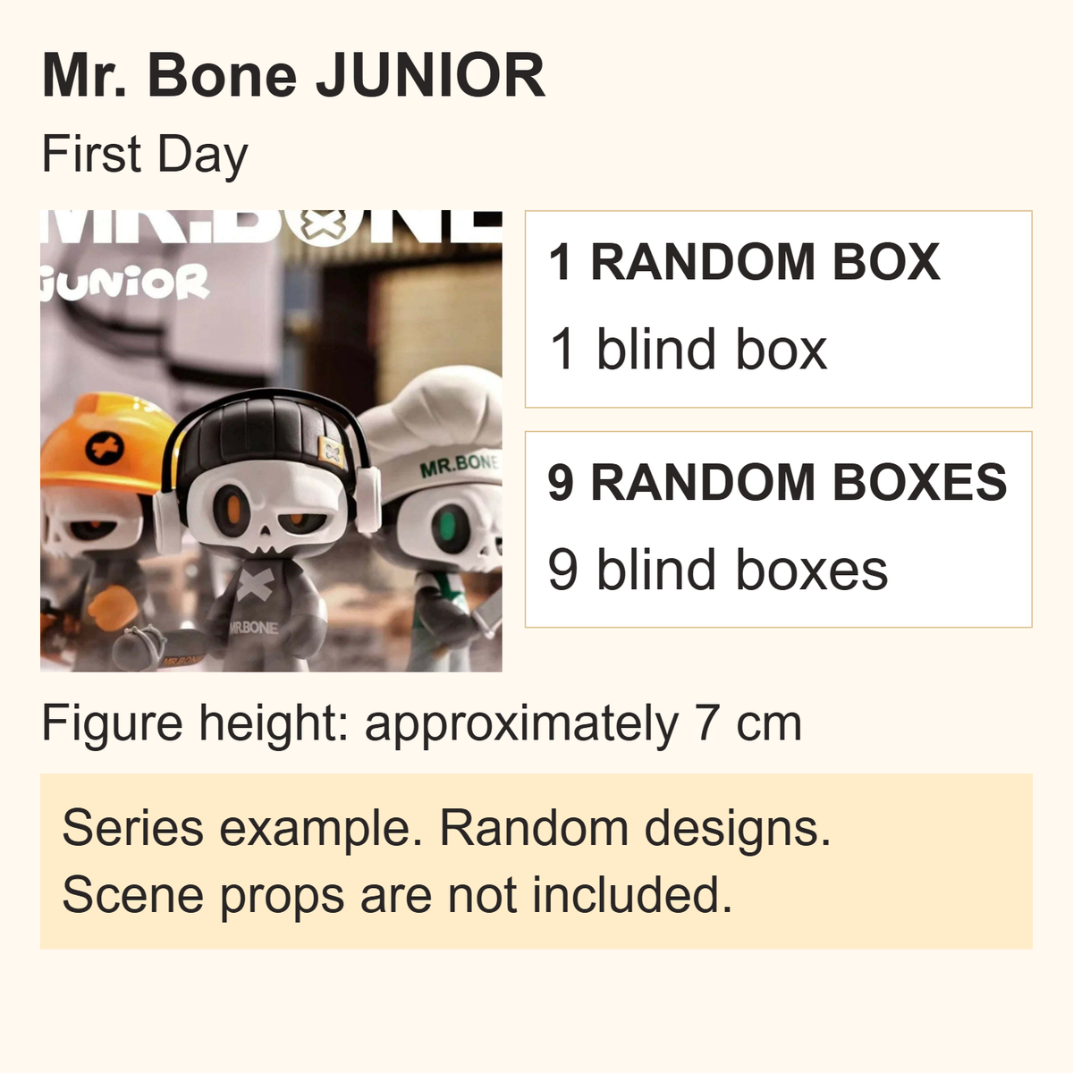 Mr. Bone JUNIOR First Day Series English guide: one random box or nine random boxes; series examples are not guaranteed contents
