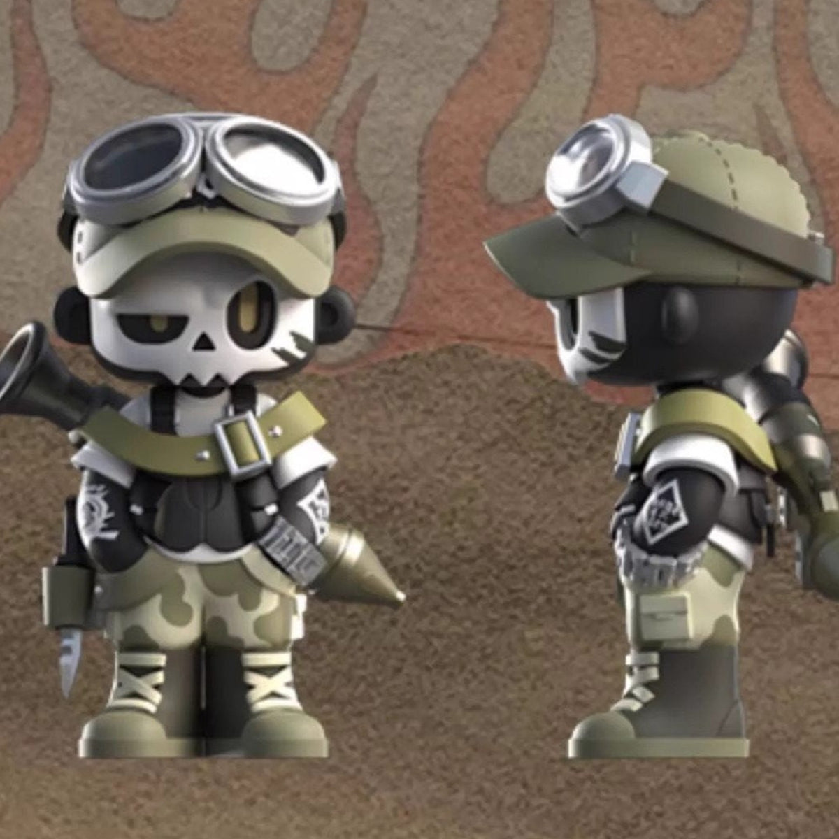 MR.BONE The Wild One V5 Series Figure Blind Box - Complete green uniform figure front and side comparison; random design not guaranteed