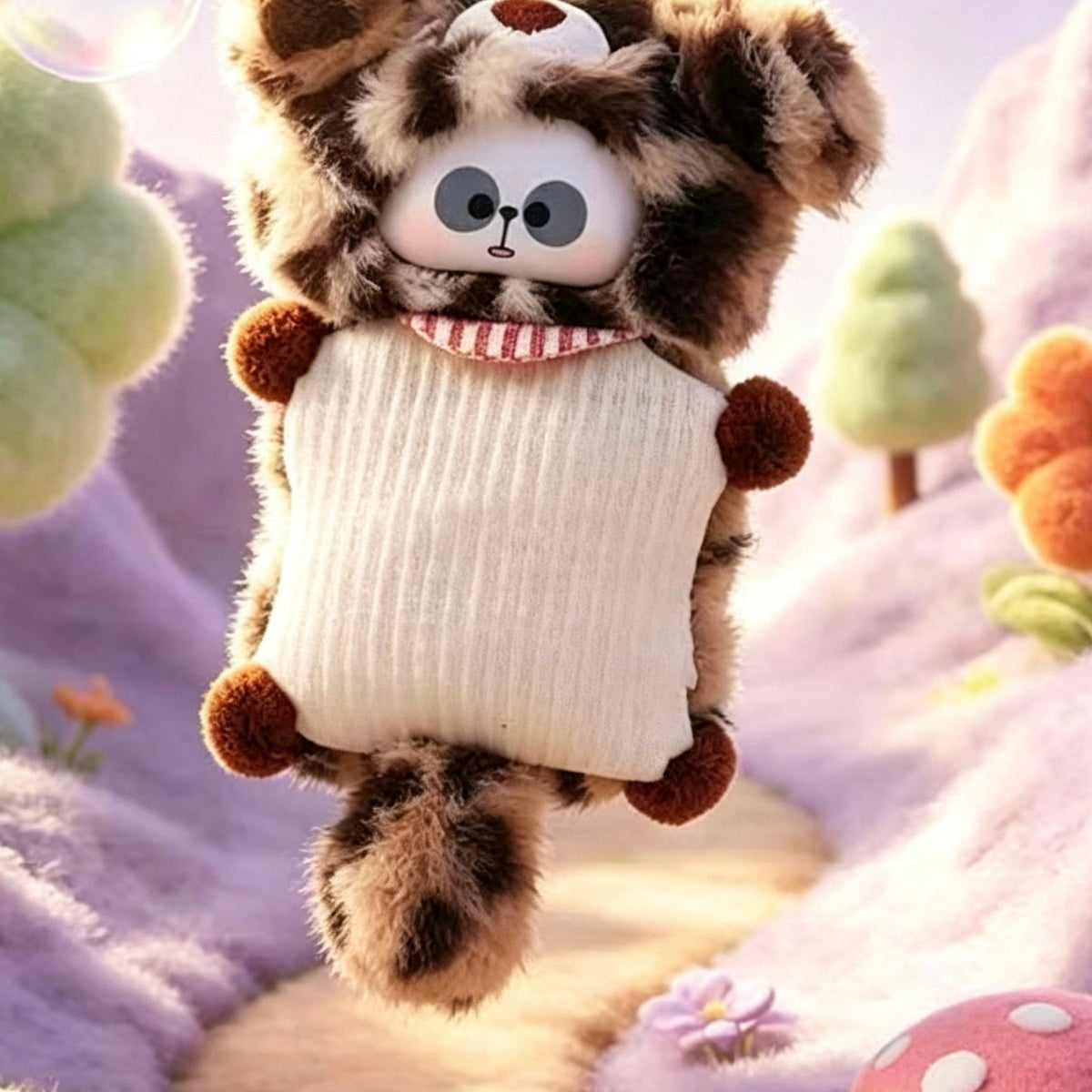 MR.PA Warm Hug Series Plush Pendant Blind Box - Brown animal hood and pale textured plush body; upper headwear cropped; random design not guaranteed; display props not included