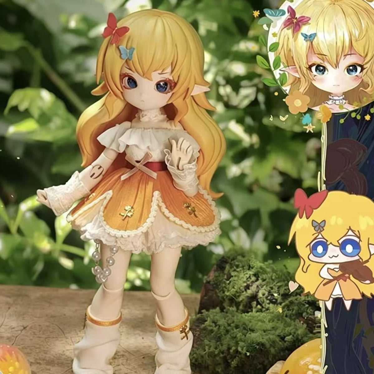 Mushroom Mycelium Naming Series 1/12 BJD Blind Box - Yellow-haired BJD design detail; upper hair and lower boots cropped; random design not guaranteed; display props not included