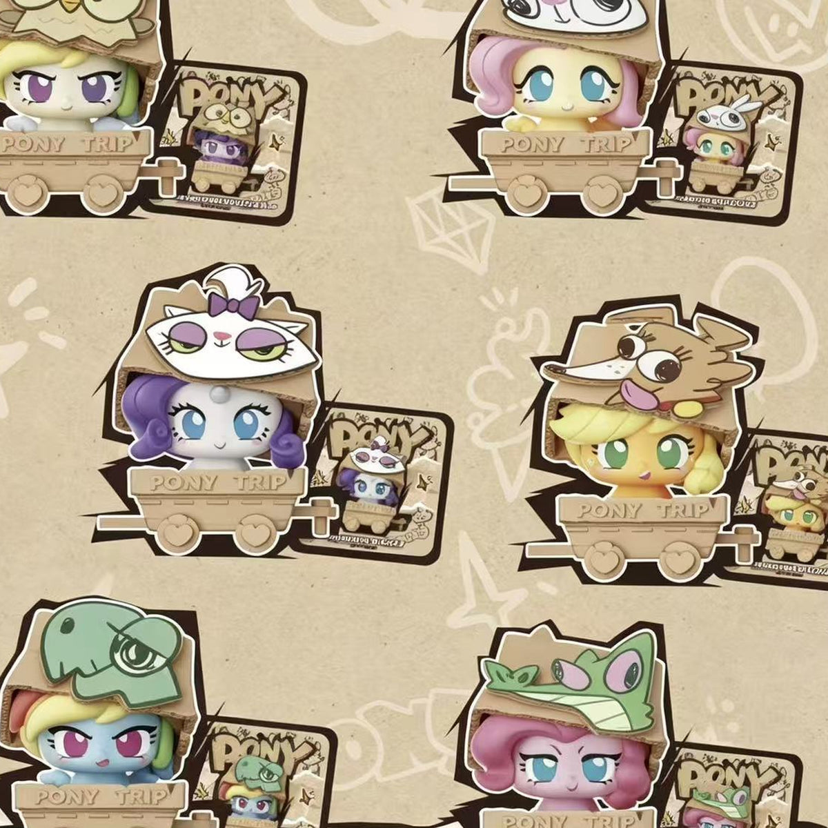 My Little Pony Box Play Series MINI Figure Blind Box - Mini figure and matching card illustrations; outer examples cropped; pictured design not guaranteed; random design not guaranteed