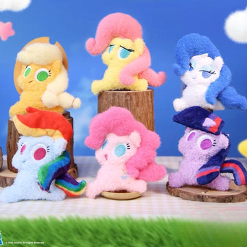 My Little Pony Fluffy Pony Series Plush Blind Box - Series comparison with complete central pony plush examples and outer edge cropped; random design not guaranteed