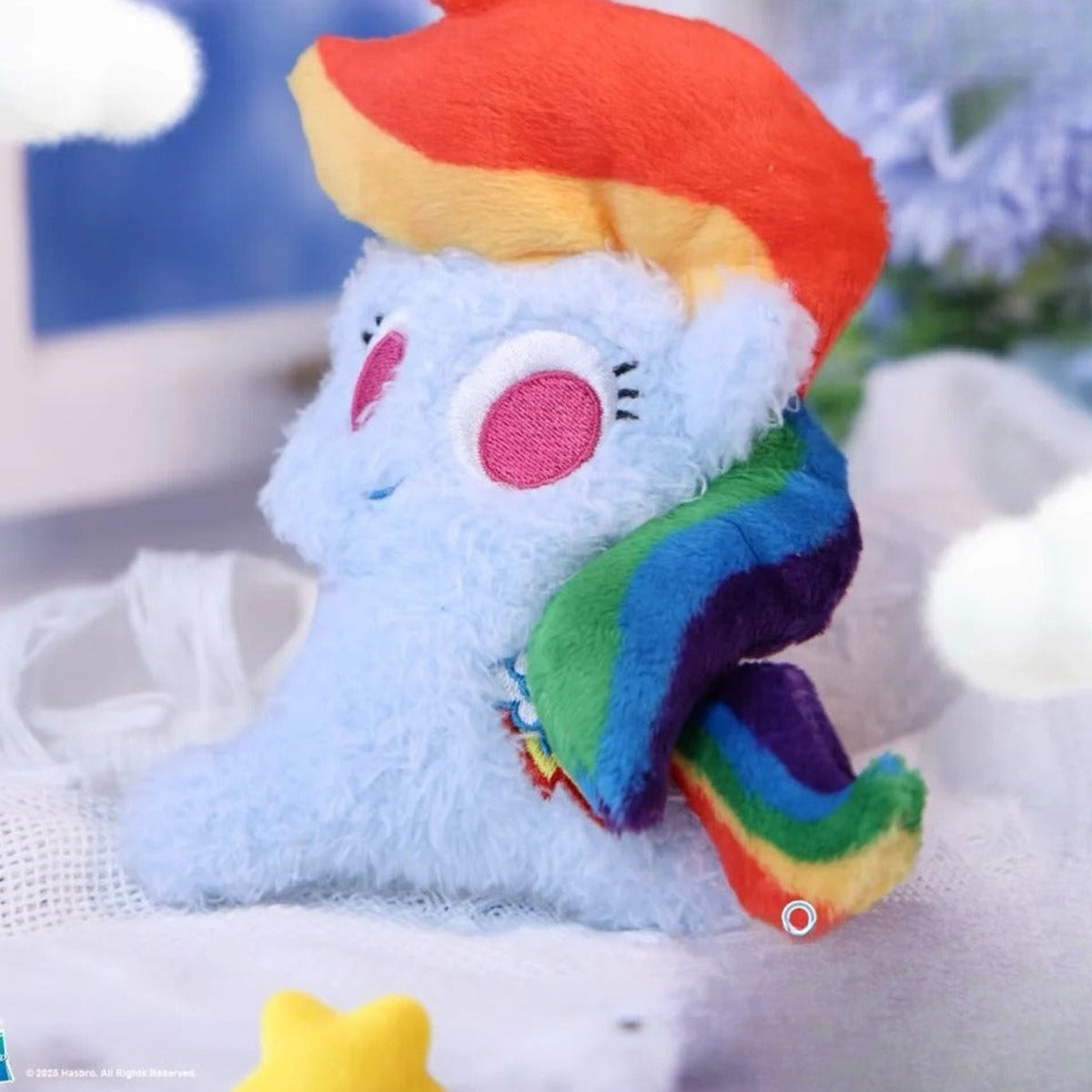 My Little Pony Fluffy Pony Series Plush Blind Box - Blue and rainbow pony detail with upper mane cropped; random design not guaranteed