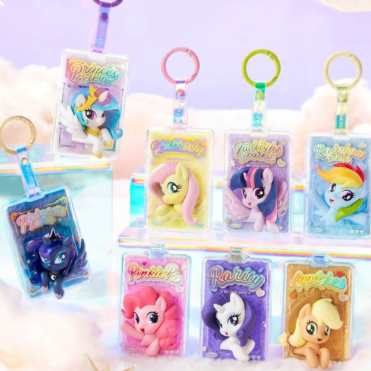 My Little Pony Sparkling Stream Series Fluffy Hanging Card Blind Box - Hanging card series comparison with complete central examples and cropped outer designs; random design not guaranteed