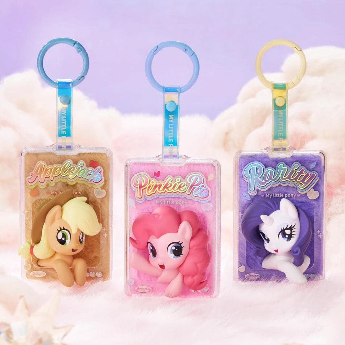My Little Pony Sparkling Stream Series Fluffy Hanging Card Blind Box - Three complete pony hanging card examples including rings and straps; random design not guaranteed