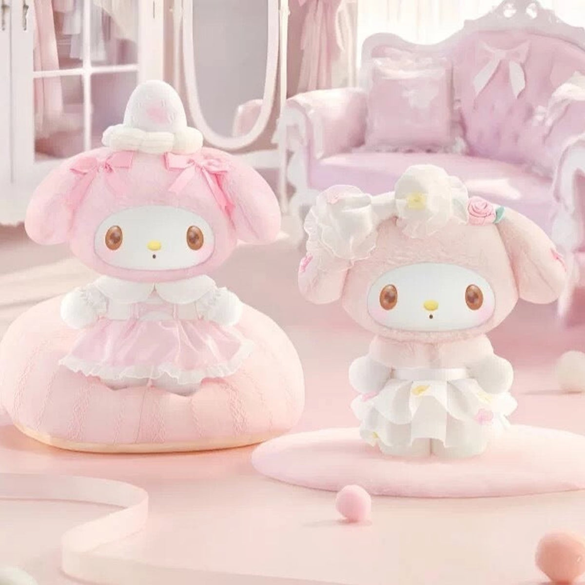 My Melody Sweet Dreams Boudoin Series Plush Pendant Blind Box - Complete paired plush pendant examples; display props not included; random design not guaranteed