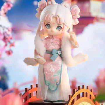 NAGI Cub The Happy Excursion Series Action Figure BJD Blind Box - Pink outfit figure detail with upper ears cropped; random design not guaranteed