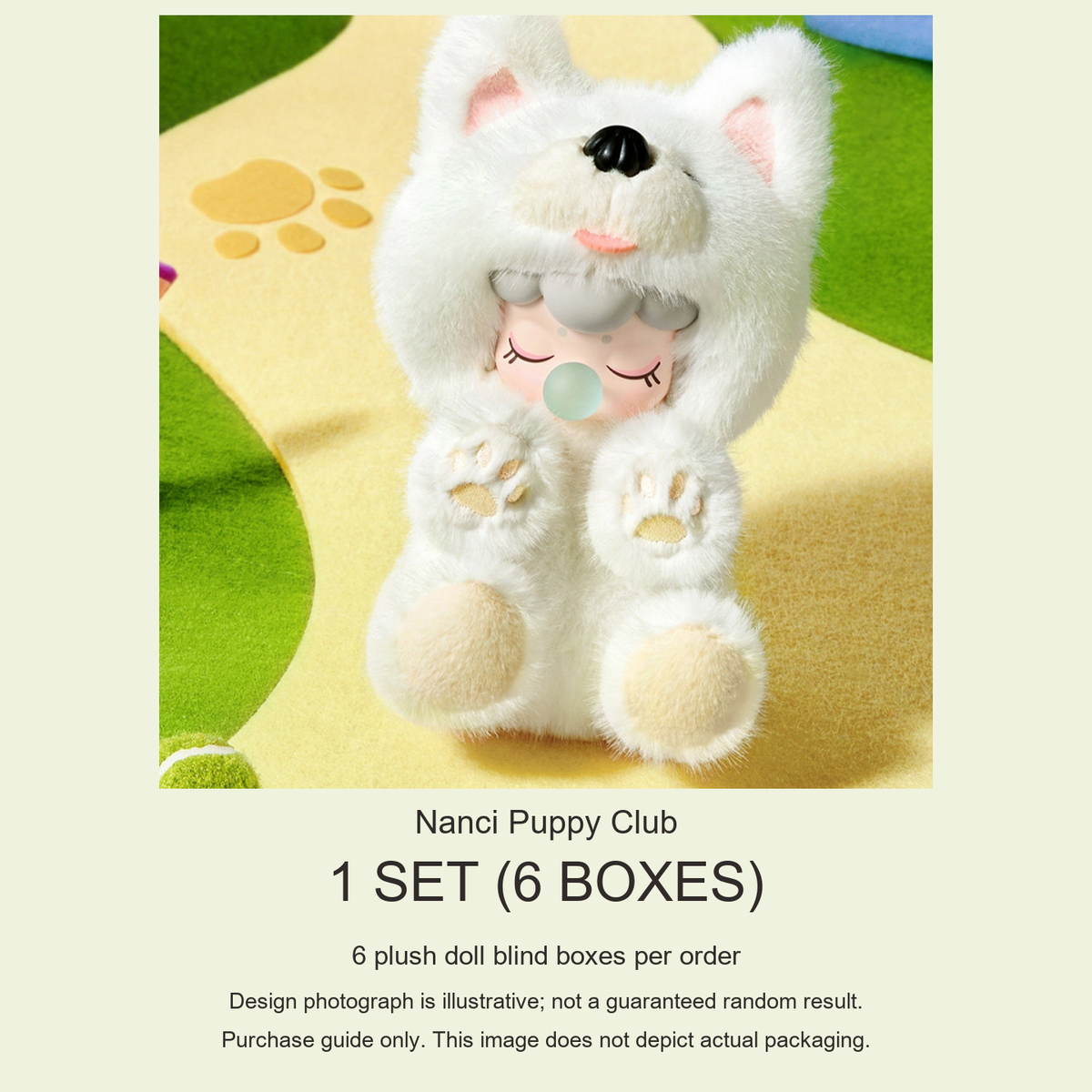Nanci Puppy Club purchase guide: 6 plush doll blind boxes; design reference, not actual packaging