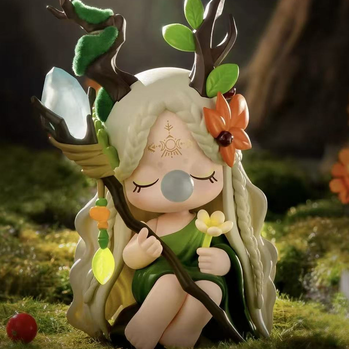 Nanci Secret Fantasy blonde forest design with green clothing and horns