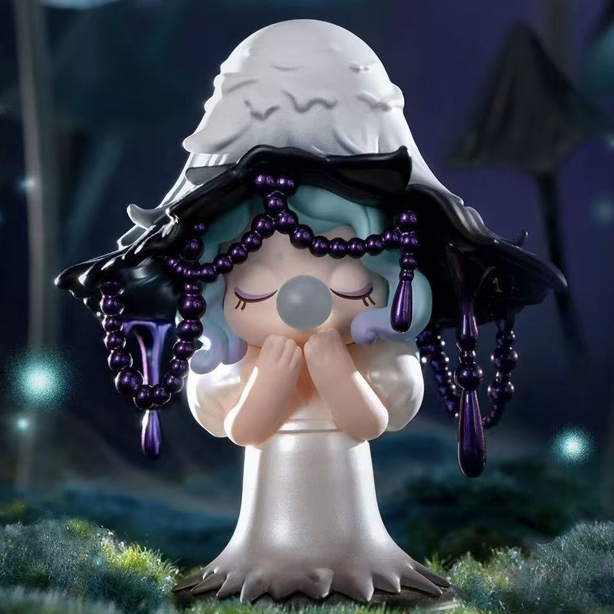 Nanci Secret Fantasy white-hatted design with dark braids and pearl details