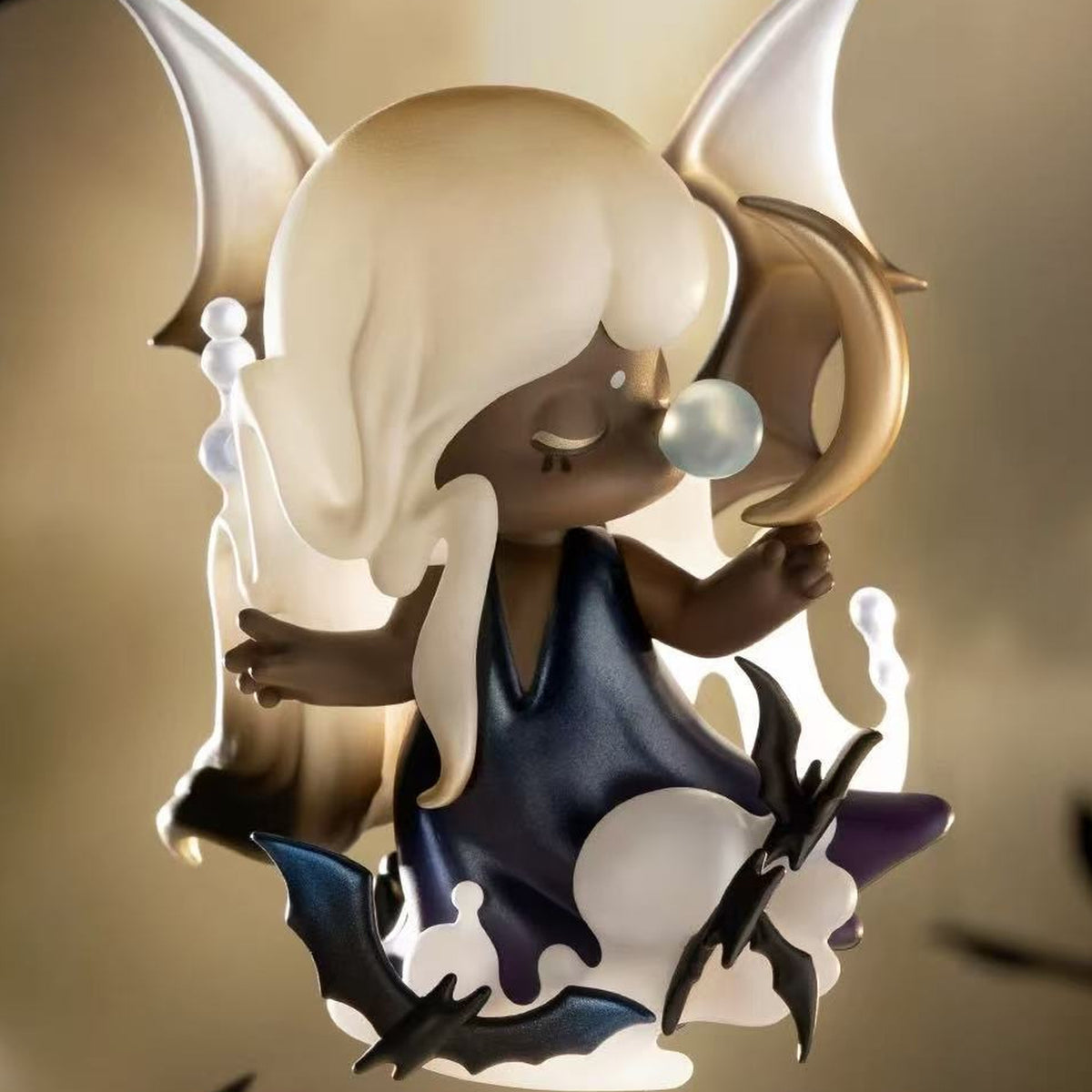 Nanci Secret Fantasy ivory-haired horned cloak design in a warm scene