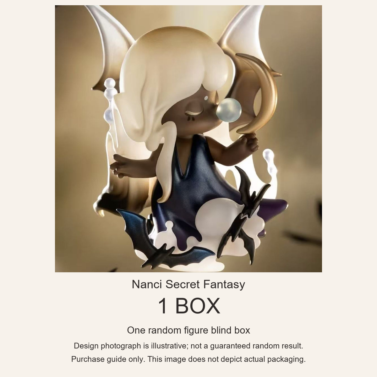 Nanci Secret Fantasy purchase guide: one random figure blind box; illustrative design, not actual packaging