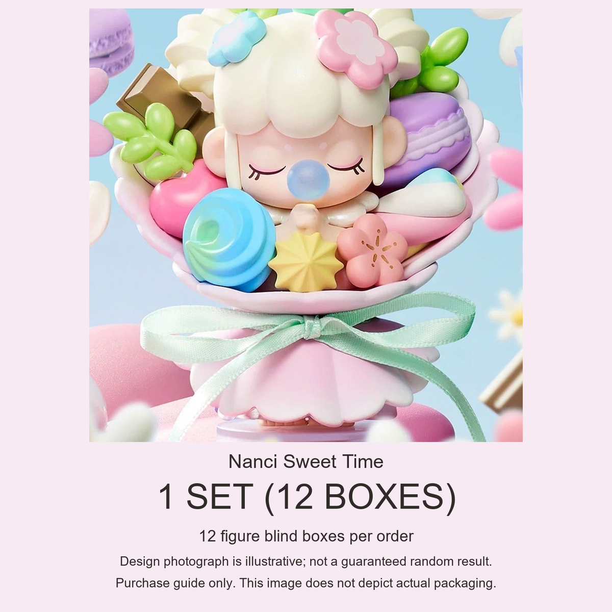 Nanci Sweet Time purchase guide: 12 figure blind boxes; illustrative design, not actual packaging