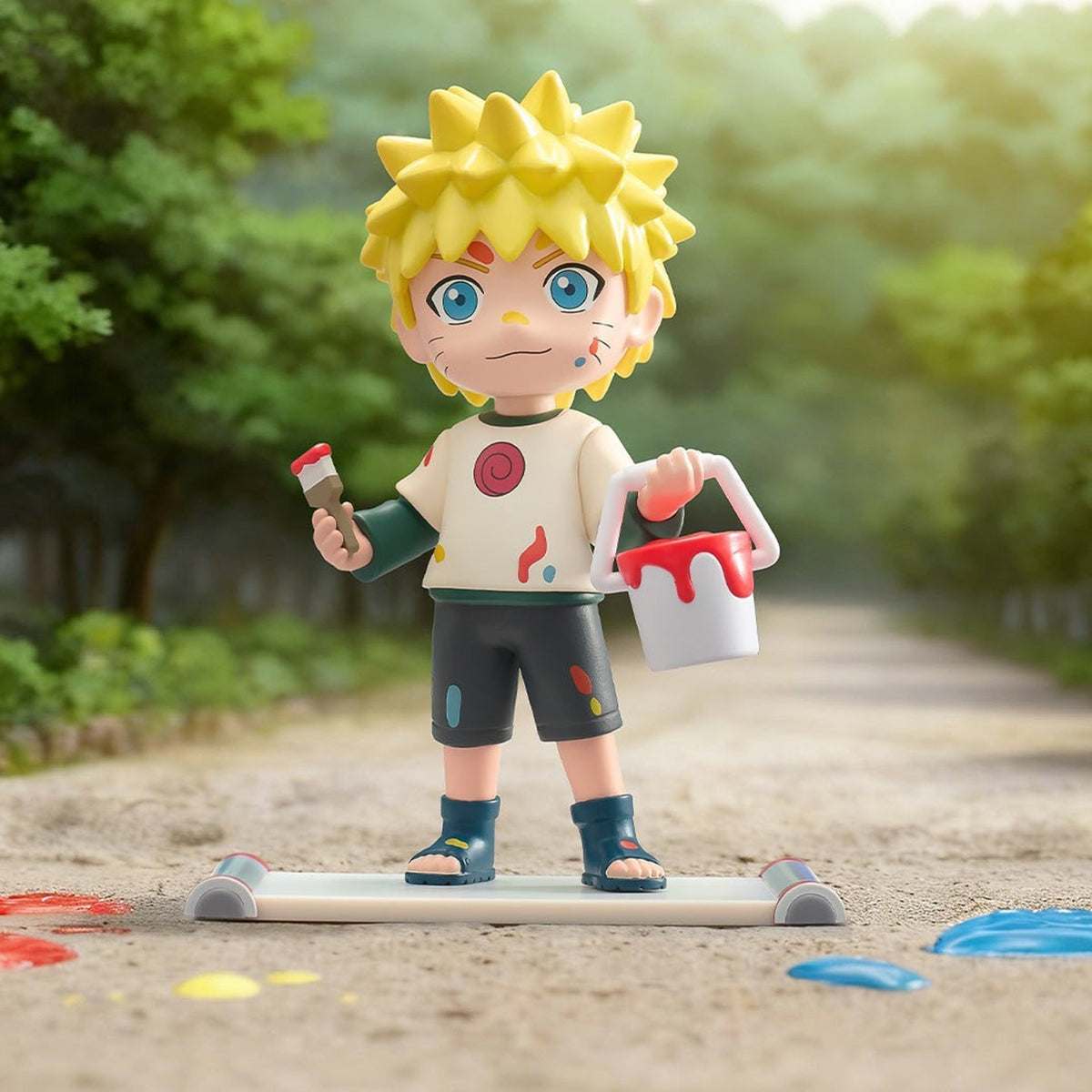 Naruto Shippuden Childhood blind box series - Naruto Uzumaki childhood design example with paint bucket and brush