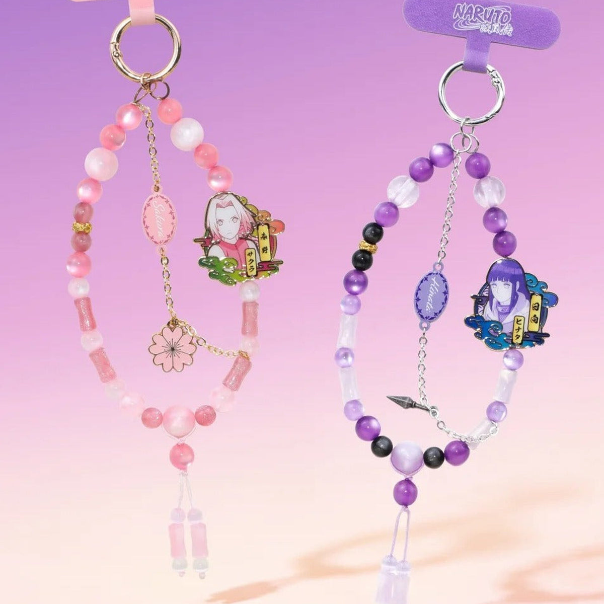 Naruto Shippuden Colorful Mobile Series Phone Chain Blind Box - Pink and purple phone-chain examples; random design not guaranteed