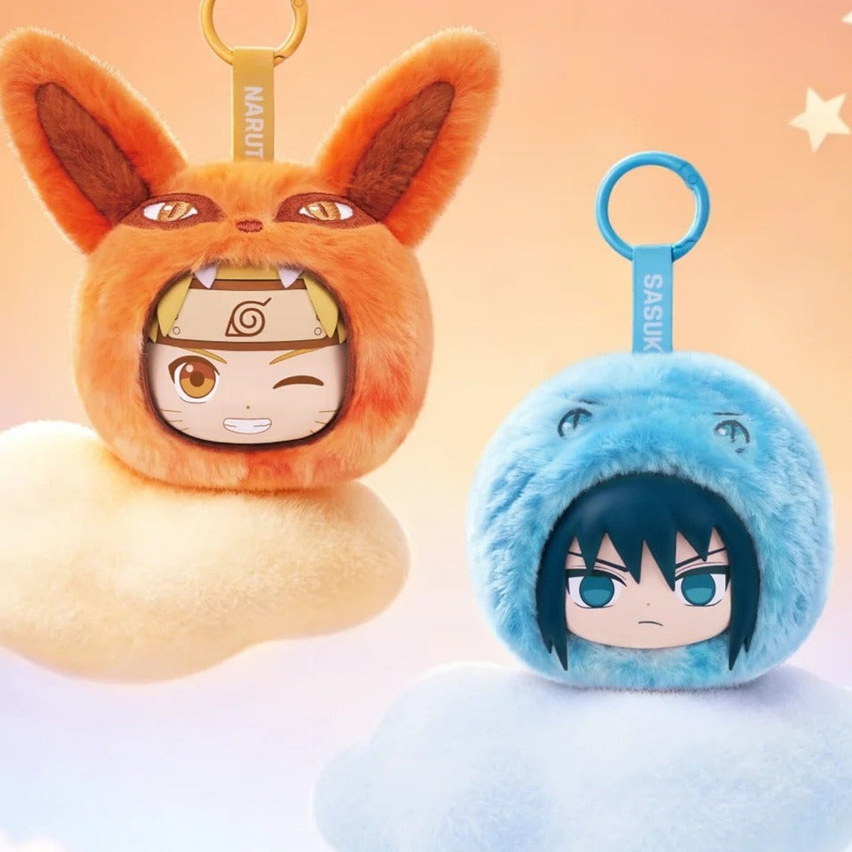 Naruto Shippuden Fluffy Earbud Pouch Series Plush Blind Box - Orange and blue plush earbud pouch examples; random design not guaranteed