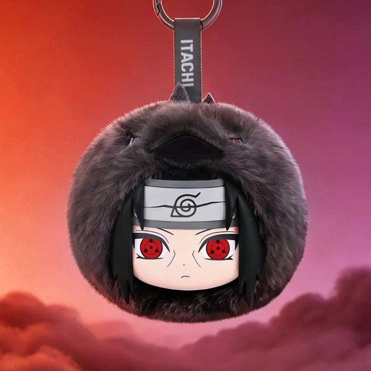 Naruto Shippuden Fluffy Earbud Pouch Series Plush Blind Box - Black plush earbud pouch example; random design not guaranteed