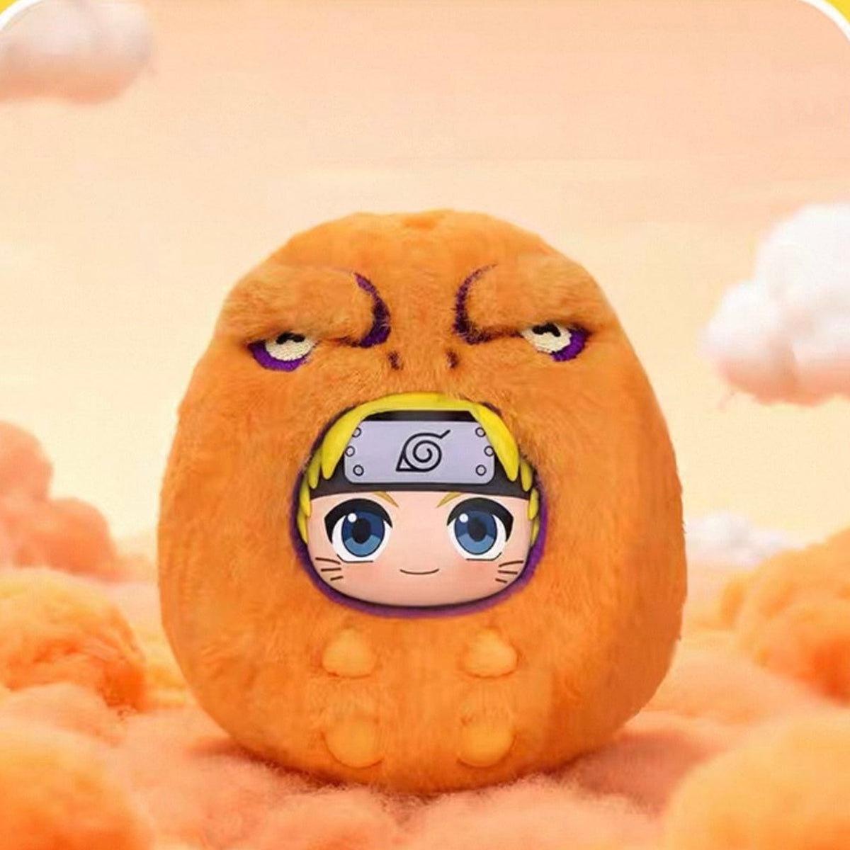 Naruto Shippuden Fluffy Series Plush Pendant Blind Box - Complete orange plush pendant example; random design not guaranteed