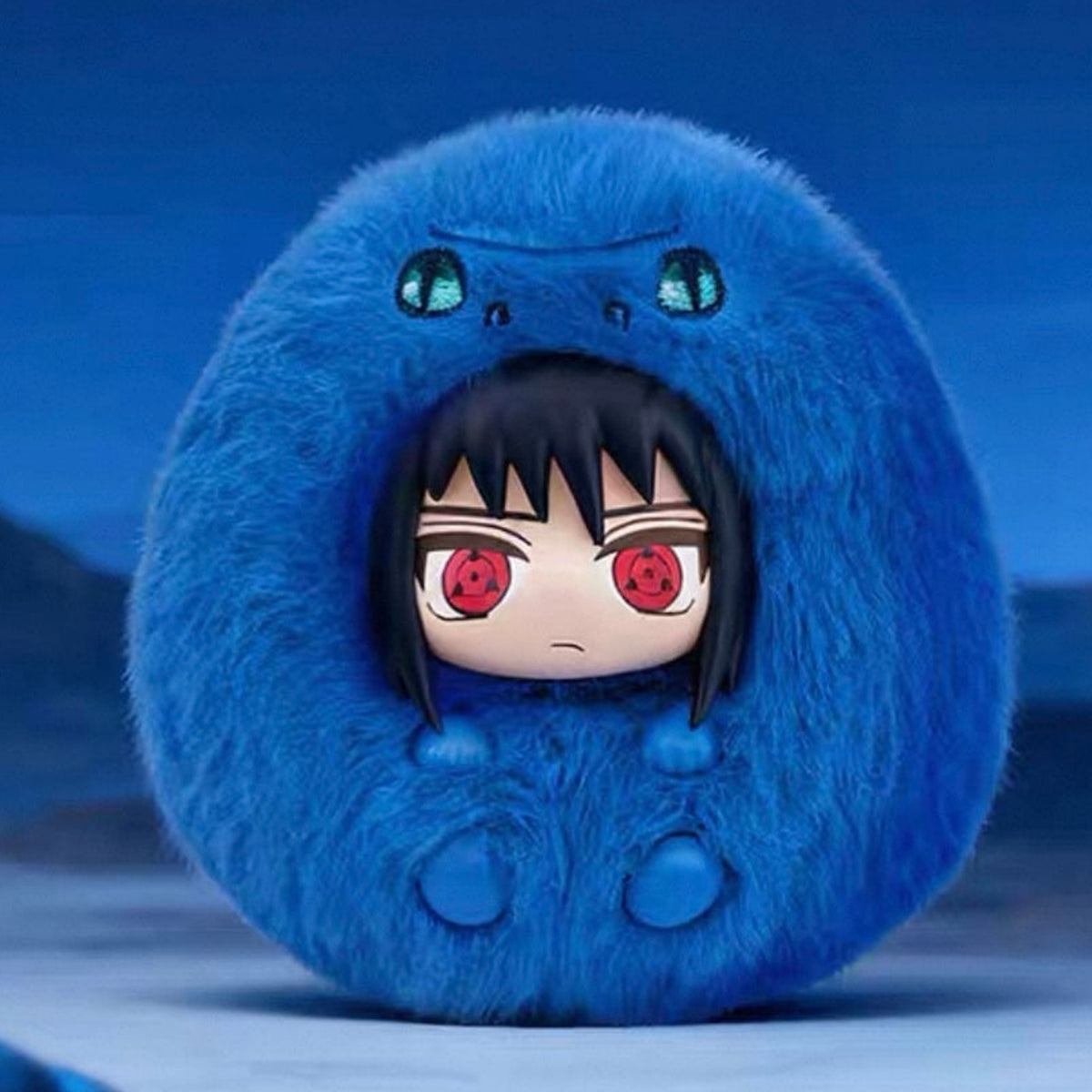 Naruto Shippuden Fluffy Series Plush Pendant Blind Box - Complete blue plush pendant example; random design not guaranteed