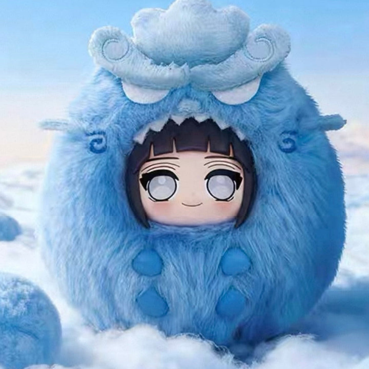 Naruto Shippuden Fluffy Series Plush Pendant Blind Box - Blue plush pendant detail with upper head cropped; random design not guaranteed