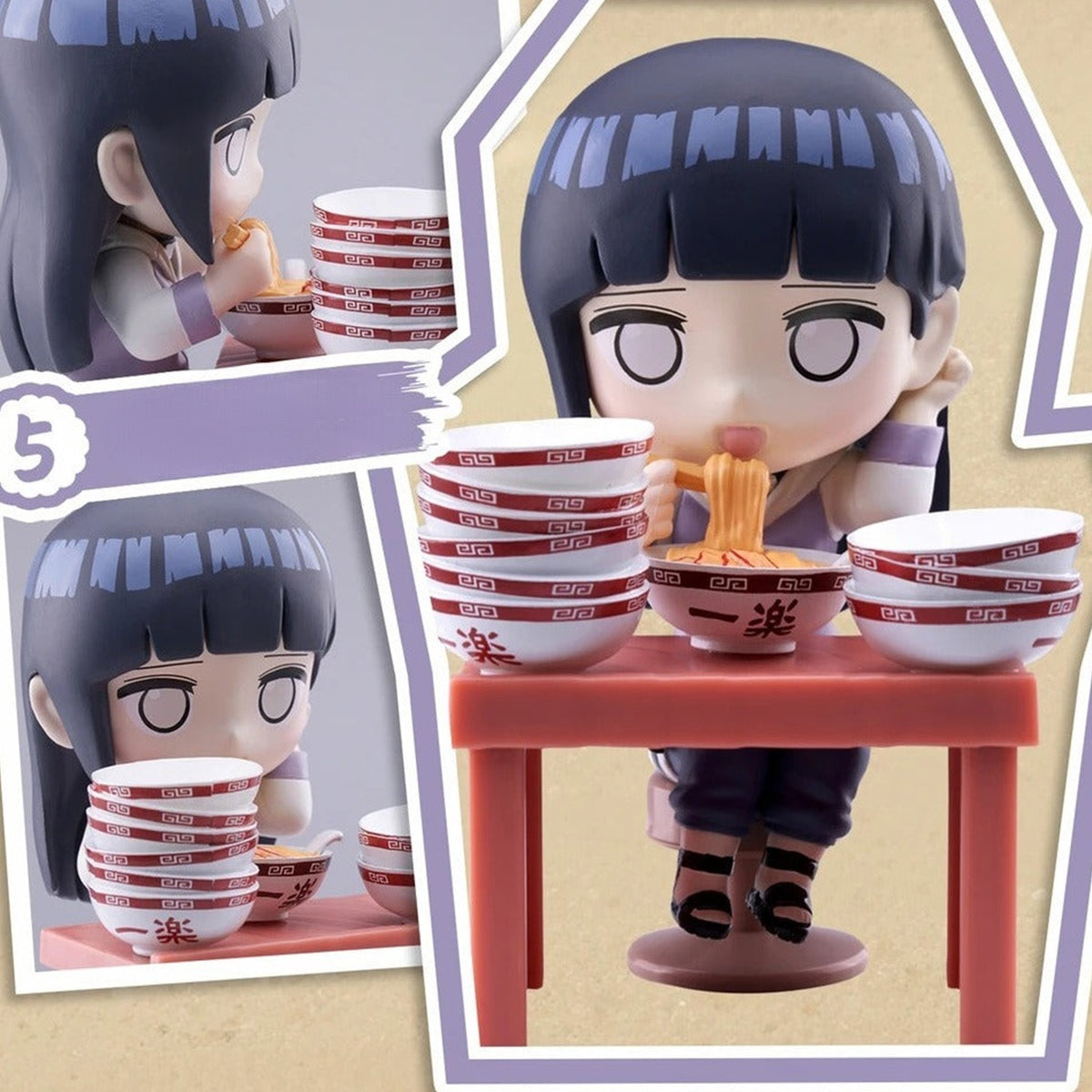 NARUTO Shippuden Ramen Series Blind Box - Complete central Hinata ramen figure scene; side details cropped; pictured designs not guaranteed; random design not guaranteed