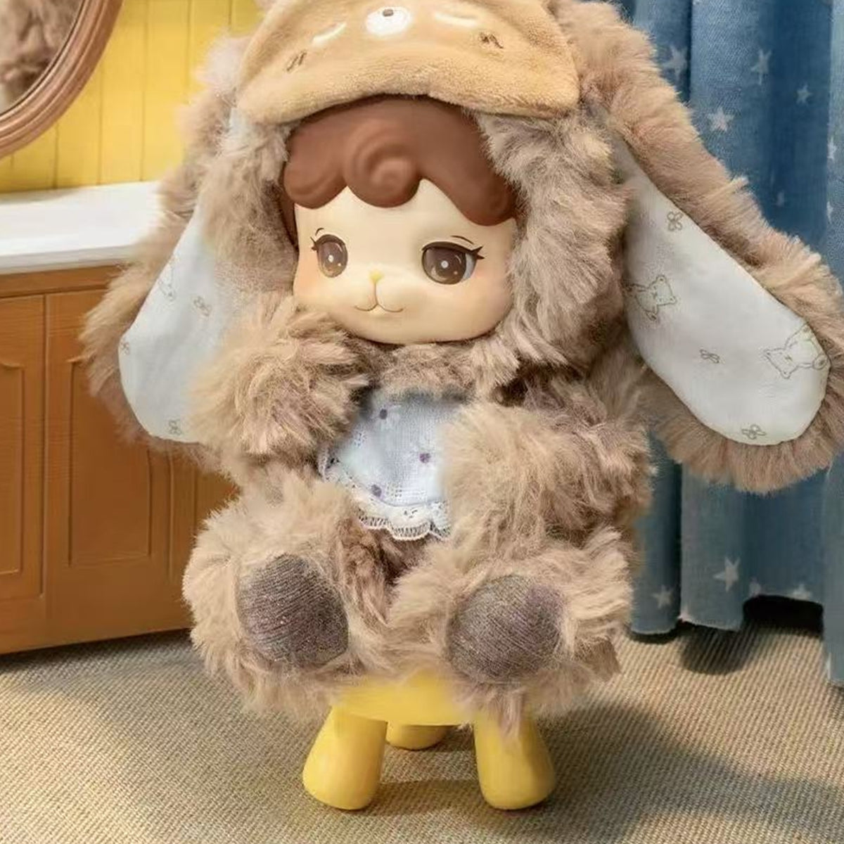 Niki Friends Cute Bedtime Pals Series Plush Pendant Blind Box - Brown complete plush pendant example; display stool not included; random design not guaranteed