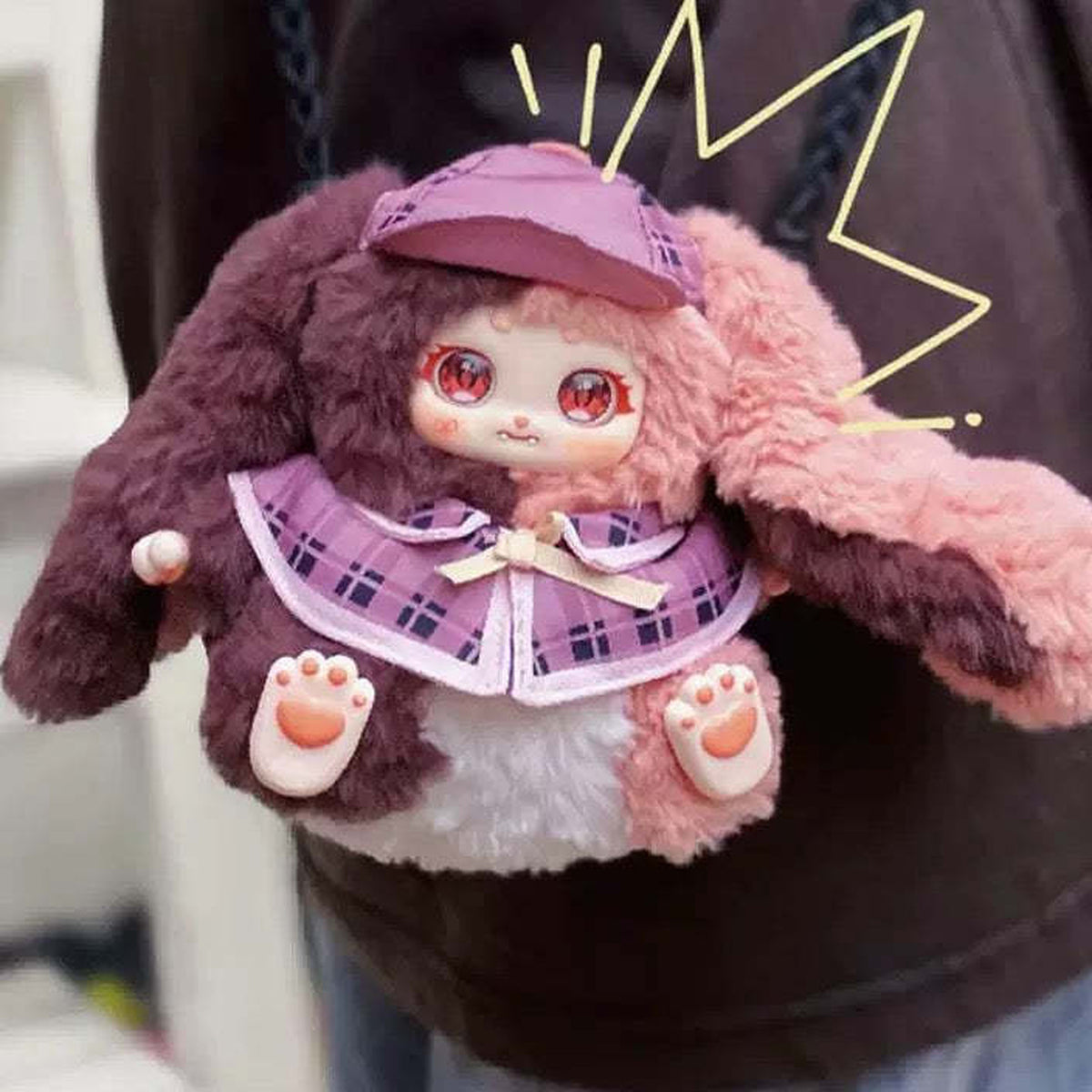 Noli's ROSEMARY TOWN Series Plush Dolls, Blind Box - Purple and pink plush design with cap and cape; outer long-ear detail cropped; random design not guaranteed; display props not included
