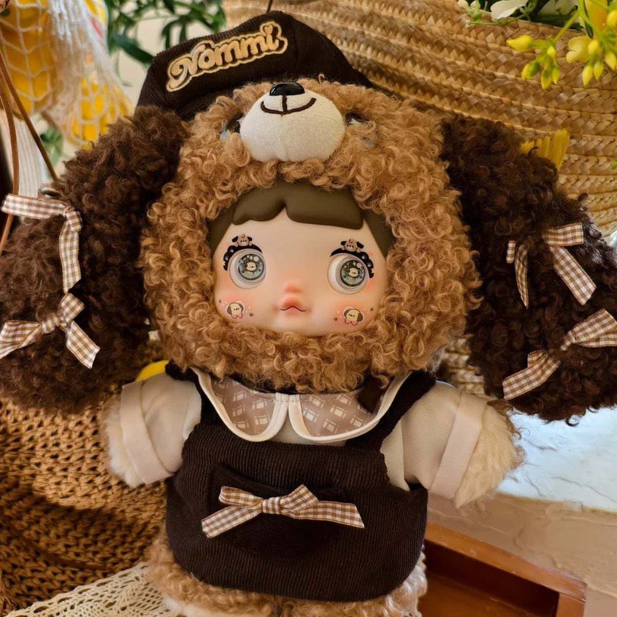 Nommi Chocolate Puppy 400% Plush Doll, Limited Edition - Chocolate Puppy front detail; lower feet cropped; display props not included